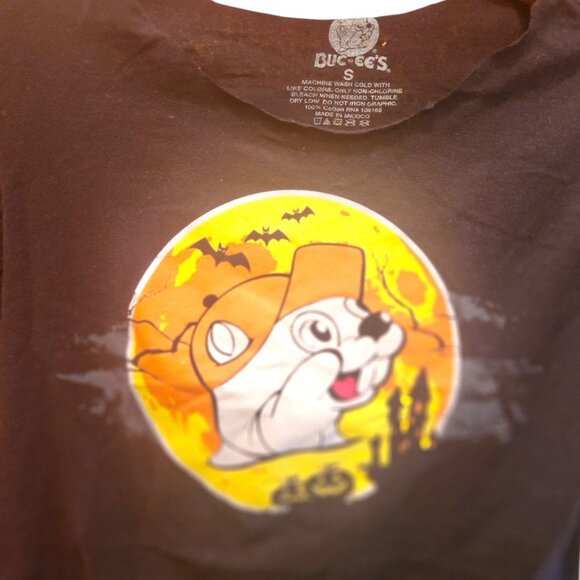 Bucee's LET'S BOO THIS Black Halloween Women's T-Shirt Cropped Custom Sz. Small - Picture 2 of 6